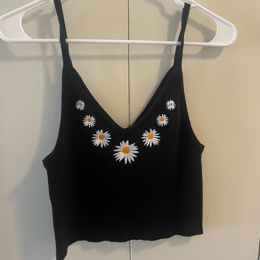 NWT Black knit Daisy tank top